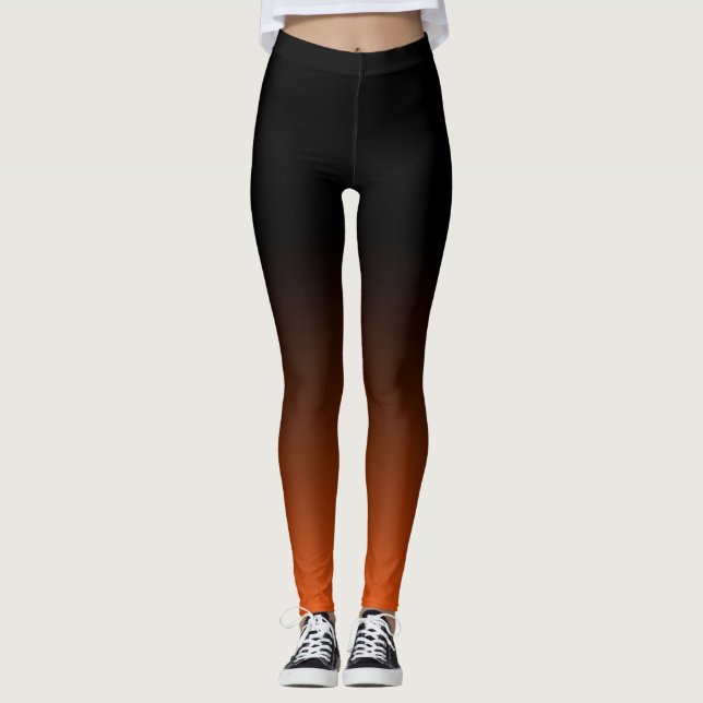 Ombre Leggings - schwärzen Sie in orange Rot (Vorderseite)