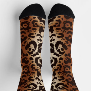 Ombre Leopard Print Brown Tan Black Socken