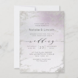 Ombre Light Lila Silver Foil Luxe Script Wedding Einladung