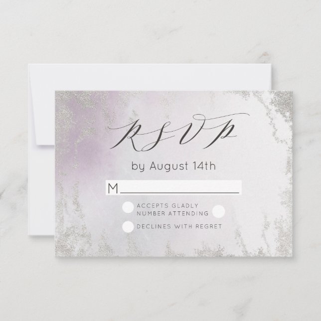 Ombre Light Lila Silver Foil Mattiert Wedding RSVP Karte (Vorderseite)