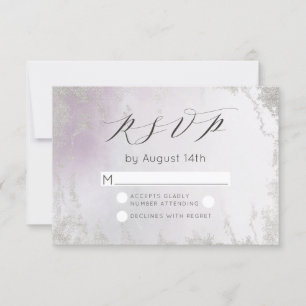 Ombre Light Lila Silver Foil Mattiert Wedding RSVP Karte