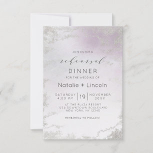 Ombre Light Lila Silver Foil Probe Dinner Einladung