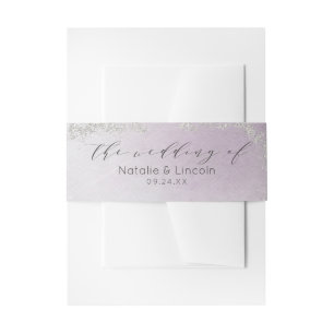 Ombre Light Lila Silver Foil Wedding Monogram Einladungsbanderole