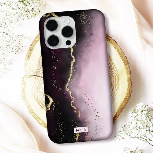 Ombre Lila Burgundy mit Gold Modern Monogram Case-Mate iPhone Hülle
