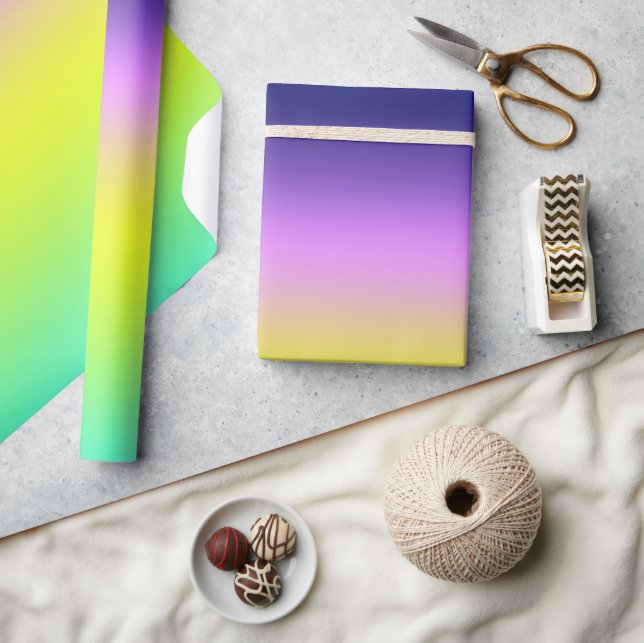 Ombre lila-gelbe Frühlingsfarbenrippe Geschenkpapier (Basteln)