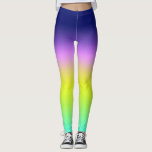 Ombre lila-gelbe Frühlingsfarbenrippe Leggings<br><div class="desc">Ombre lila-gelbe grüne Frühlingsfarben rechts fluoreszierender Regenbogen</div>
