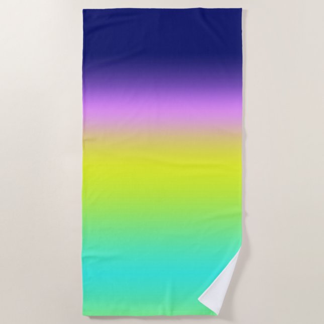 Ombre lila-gelbe Frühlingsfarbenrippe Strandtuch (Vorderseite)