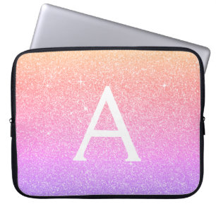 Ombre Lila Glitzer und Sparkle Monogramm Laptopschutzhülle