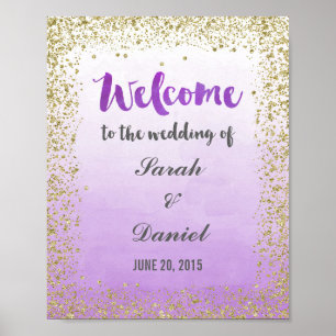 Ombre Lila und Gold Welcome Poster Print