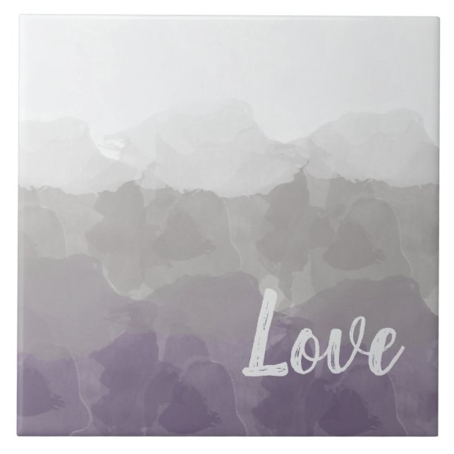 Ombre Lila und grau Liebe Graceful Gradient Fliese (Vorderseite)