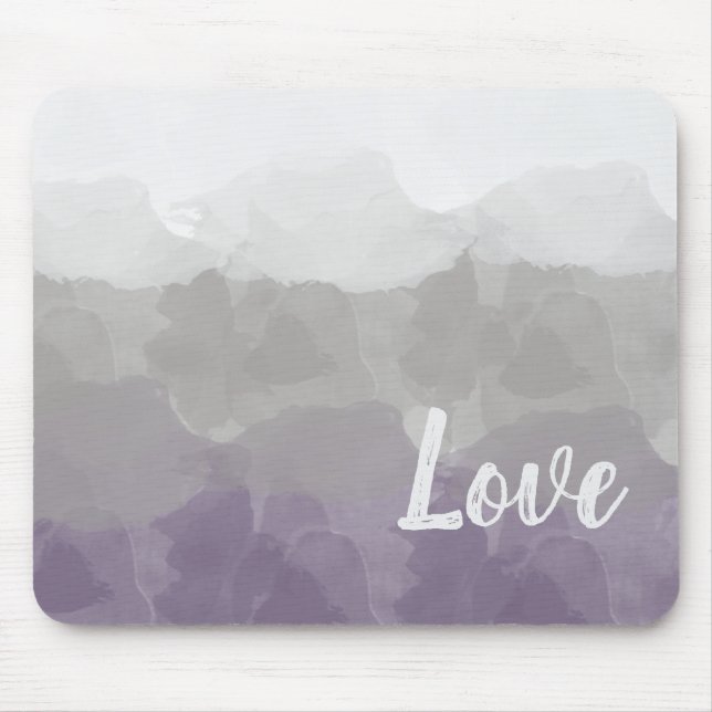 Ombre Lila und graue Liebe Gradient Mousepad (Vorne)
