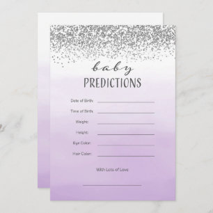 Ombre Lila und Silver Baby Predictions Card Einladung
