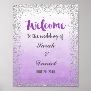 Ombre Lila und Silver Welcome Poster Print