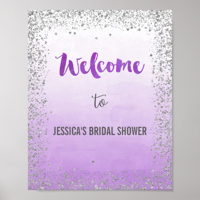 Ombre Lila und Silver Welcome Poster Print (Vorne)