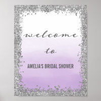 Ombre Lila und Silver Welcome Poster Print