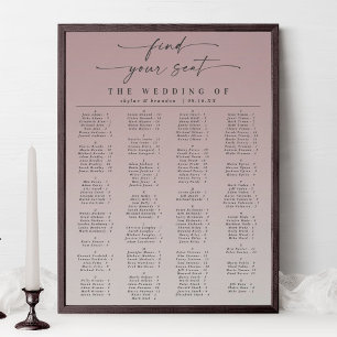 Ombre Mauve Alphabetische Hochzeitssattel Poster