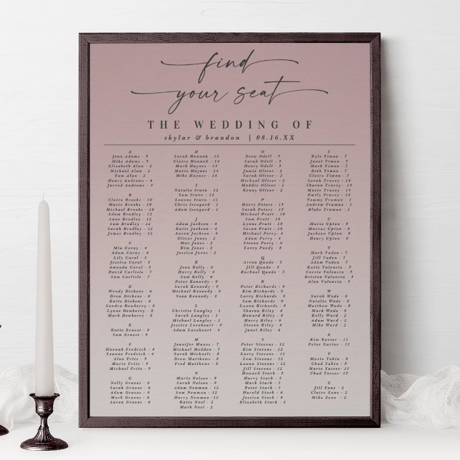 Ombre Mauve Alphabetische Hochzeitssattel Poster (Von Creator hochgeladen)
