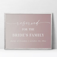 Ombre Mauve Reserviert Familien Hochzeitsschild de