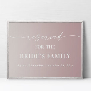 Ombre Mauve Reserviert Familien Hochzeitsschild de Poster