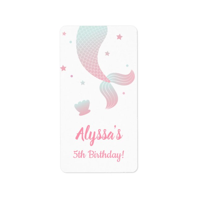 Ombre Mermaid Schwanz Girls Birthday Party Labels Adressaufkleber (Vorne)