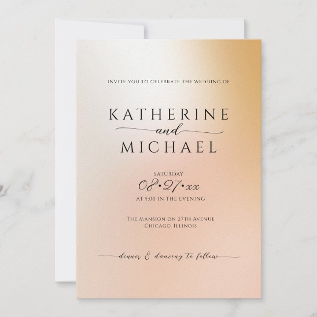 Ombre minimalist Wedding Einladung (Vorderseite)