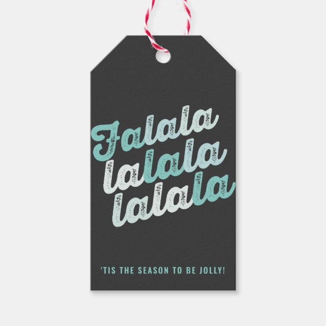 Ombre Mint Falalalala Bold Script Moderner Urlaub Geschenkanhänger (Vorderseite)