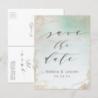 Ombre Mintgrün Frosted Goldfolie Save the Date