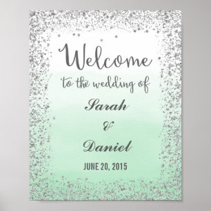 Ombre Minze and Silver Welcome Poster Print