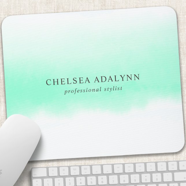 Ombre Minze Watercolor Minimalistisch Business Mousepad (Von Creator hochgeladen)