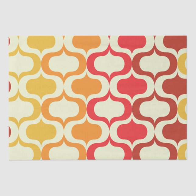 Ombre Ogee Muster in Orange, Mandarine und Rot Seidenpapier (Vorderseite)