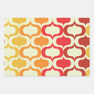 Ombre Ogee-Muster in Orange, Tangerine und Rot Geschenkpapier Set