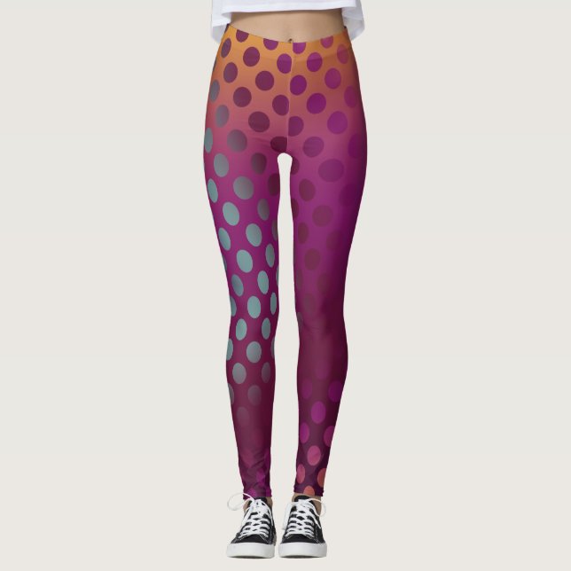 Ombre Passion Fruit Polka Dots Maroon Gelb Aquamar Leggings (Vorderseite)