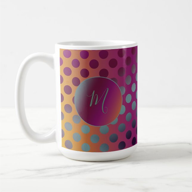 Ombre Passion Fruit Polka Dots Monogram Kaffeetasse (Links)