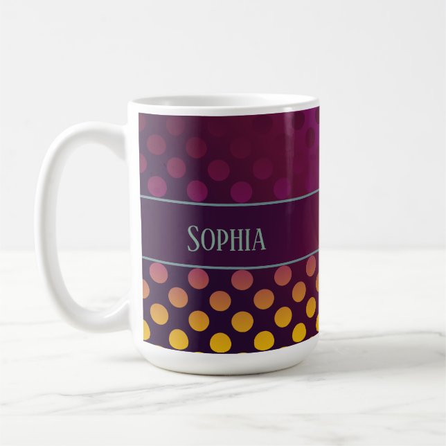 Ombre Passion Fruit Polka Dots Personalisiert Kaffeetasse (Links)