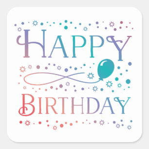 Ombre Pastel Konfetti und Ballon Alles Gute zum Ge Quadratischer Aufkleber