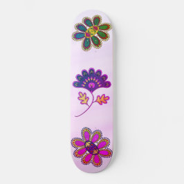 Ombre Pastel Pink Vibranly Floral Skateboard