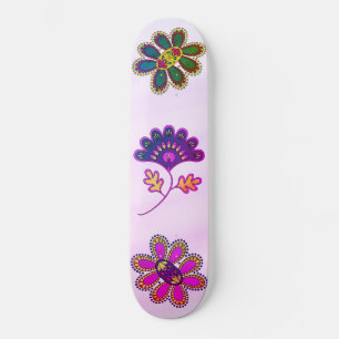Ombre Pastellrosa Vibrante Floral Skateboard