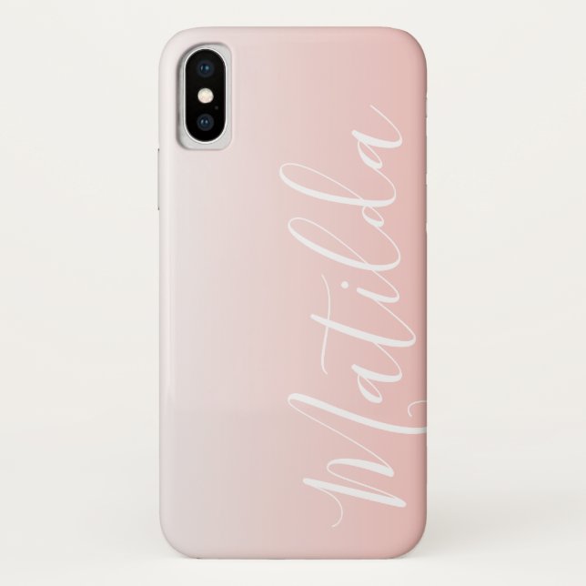 Ombre Peach Pink Schlichter Personalisierter Name Case-Mate iPhone Hülle (Rückseite)