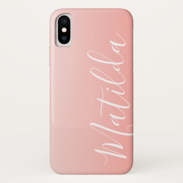 Ombre Peach Pink Schlichter Personalisierter Name Case-Mate iPhone Hülle (Rückseite)