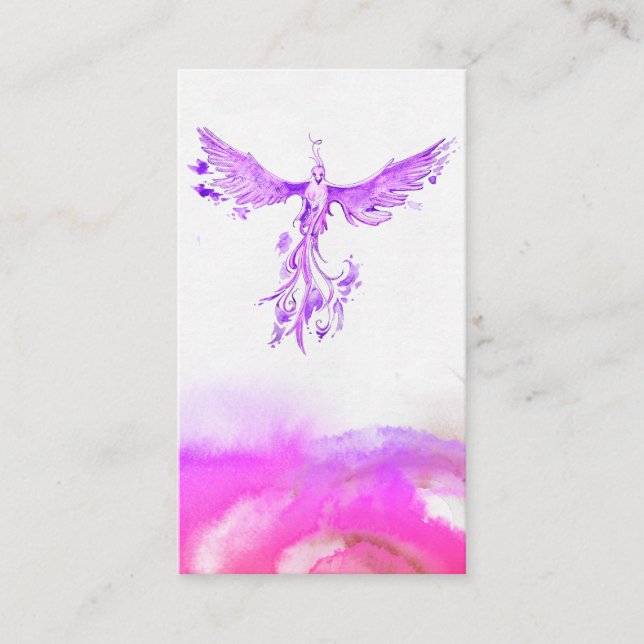 *~* Ombre Pfirsich Pink Violet Feathers Phoenix Visitenkarte (Vorderseite)