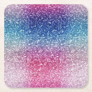 Ombre Pink Blau Glitter-Verpackungspapier Rechteckiger Pappuntersetzer