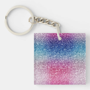 Ombre Pink Blau Glitter-Verpackungspapier Schlüsselanhänger