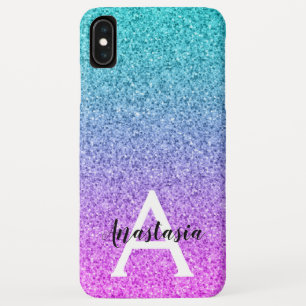 Ombre Pink Blue Lila Glitzer Glitzern Monogramm Case-Mate iPhone Hülle