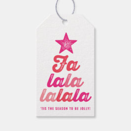 Ombre Pink Falalala Script Xmas Tree Spaß Urlaub Geschenkanhänger