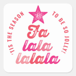 Ombre Pink Falalala Script Xmas Tree Spaß Urlaub Runder Aufkleber