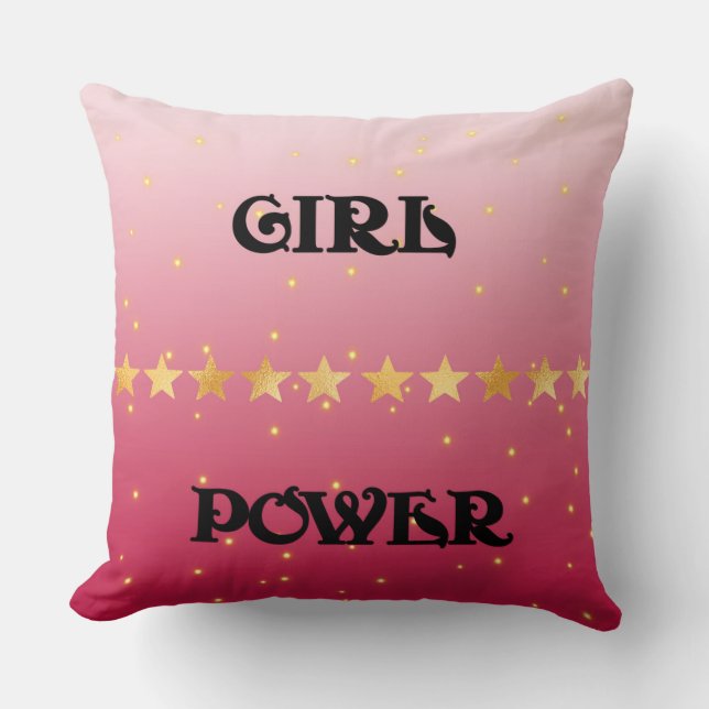 Ombre Pink Girl Power Throw Kissen (Vorderseite)