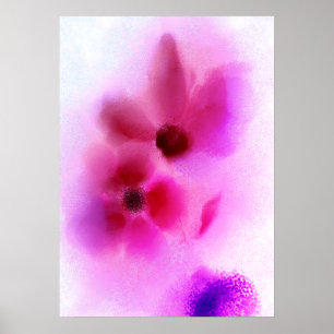 Ombre Pink Lila Twin Blume Malerei Poster