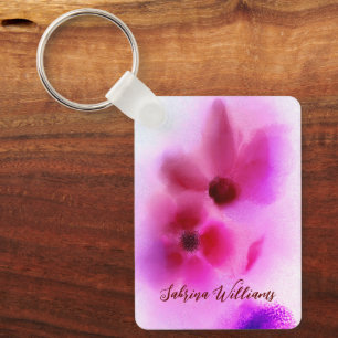 Ombre Pink Lila Zwillingsfarben Blume Zeichnen Schlüsselanhänger