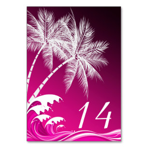 OMBRÉ PINK TROPICAL PALMS Table Card Tischnummer