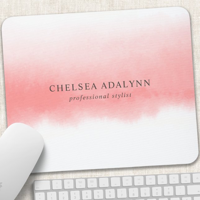 Ombre Pink Wasserfarben Minimalistisches Geschäft Mousepad (Von Creator hochgeladen)